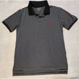 Polo Sport Ralph Lauren Shirt Mens Large Black‎ w/ White Stripes Red Pony